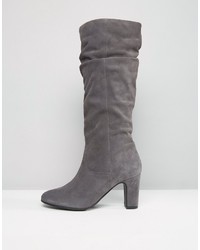 Oasis Suede Gathered Knee Heeled Boot