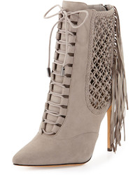 Grey Suede Lace-up Ankle Boots