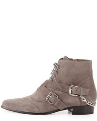 Tabitha Simmons Bryon Suede Chain Back Point Toe Bootie Gray