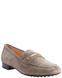 Tod's Dark Grey Suede Penny Strap Loafers