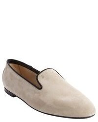Tod's Sand Suede Slip On Loafers