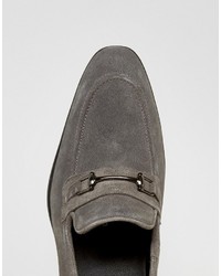 Asos Snaffle Loafers In Gray Suede