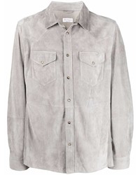Brunello Cucinelli Grey Leather Shirt