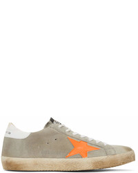 Golden Goose Grey And Orange Superstar Sneakers