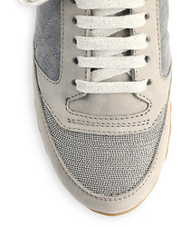 Brunello Cucinelli Monilli Chain Paneled Suede Sneakers