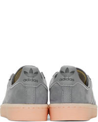 adidas Originals Grey And Pink Suede Campus Sneakers