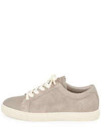 Brunello Cucinelli Perforated Suede Low Top Sneaker Gray