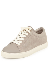 Brunello Cucinelli Perforated Suede Low Top Sneaker Gray