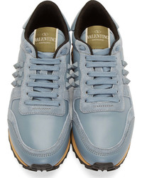 Valentino Slate Blue Suede Rockstud Sneakers