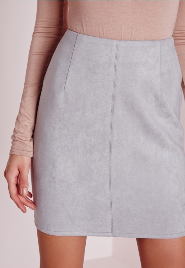 gray suede skirt