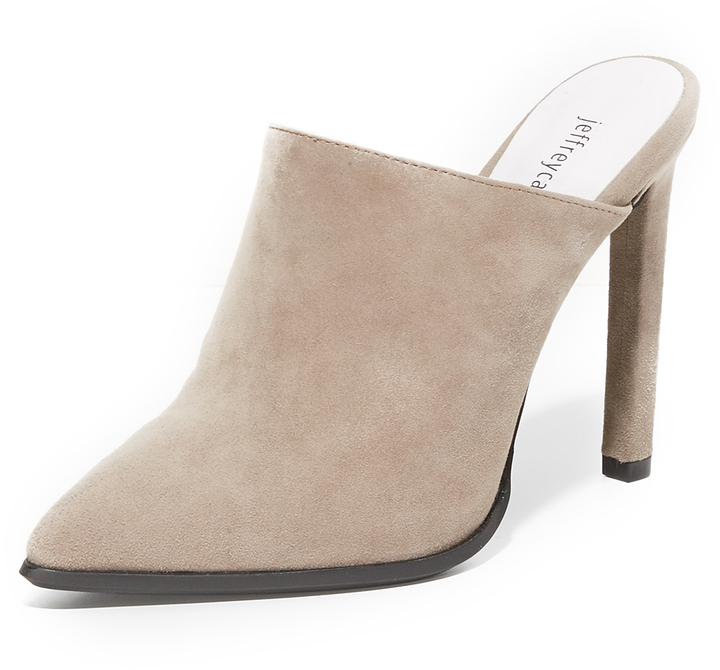 grey heeled mules