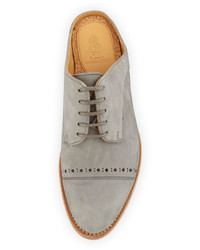 The Office Of Angela Scott Mr Winnie Suede Loafer Mule Gray Cashmere