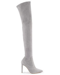 Grey Suede Over The Knee Boots