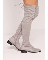 Missguided Flat Over The Knee Boots Grey
