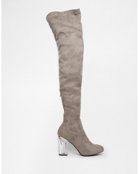 Over the knee outlet boots with clear heel