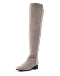 Stuart Weitzman Reserve Wide Suede Stretch Back Over The Knee Boot Topo