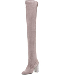 Rene Caovilla Suede 90mm Over The Knee Boot Gray