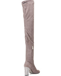 Rene Caovilla Suede 90mm Over The Knee Boot Gray