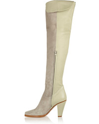 Chloé Suede And Textured Leather Over The Knee Boots