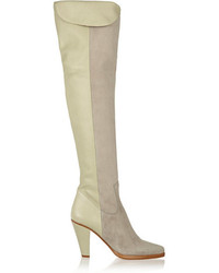 Chloé Suede And Textured Leather Over The Knee Boots