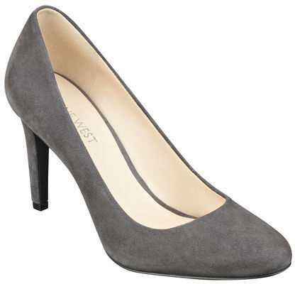 grey round toe heels