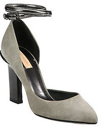 Reed Krakoff Suede And Metallic Leather Ankle Strap Dorsay Pumps