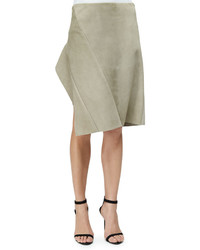 Narciso Rodriguez Asymmetric Suede Skirt Stone