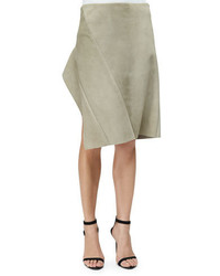Narciso Rodriguez Asymmetric Suede Skirt Stone