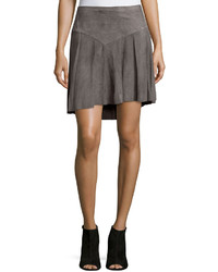 Halston Heritage Fit  Flare Suede Skirt Charcoal