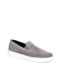 Grey Suede Slip-on Sneakers