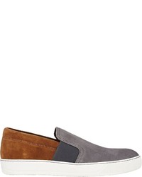 Lanvin Mixed Material Slip On Sneakers Grey