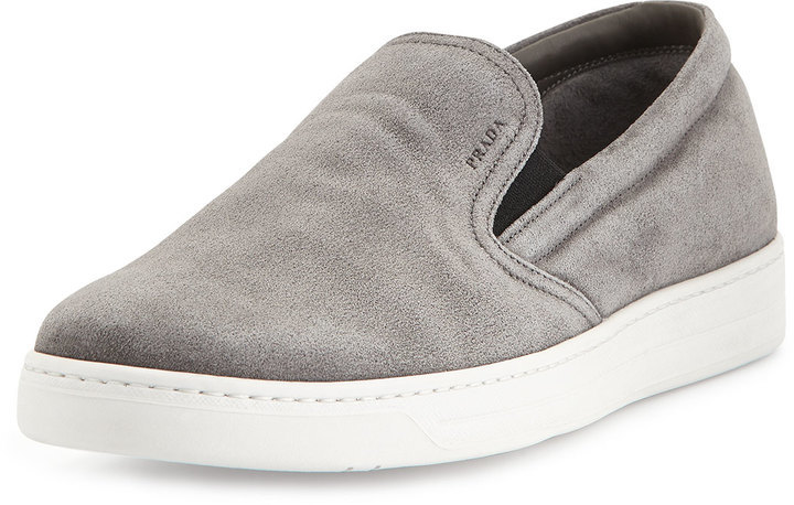 gray suede slip on sneakers