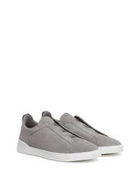 Zegna Triple Stitch Suede Slip On Sneaker In Light Grey At Nordstrom
