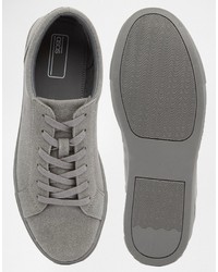 Asos Brand Sneakers In Gray Faux Suede