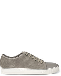 Lanvin Cap Toe Suede And Leather Sneakers
