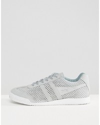 Gola Harrier Pale Gray Perforated Suede Sneakers