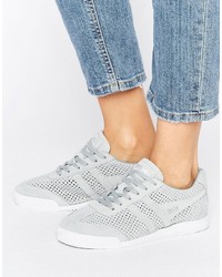 Gola Harrier Pale Gray Perforated Suede Sneakers