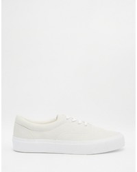 Asos Lace Up Sneakers In Stone Faux Suede