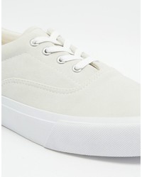 Asos Lace Up Sneakers In Stone Faux Suede