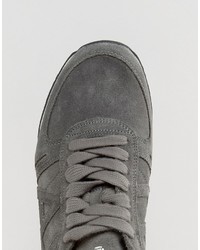 Armani Jeans Suede Logo Sneakers In Gray