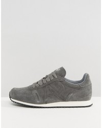 Armani Jeans Suede Logo Sneakers In Gray