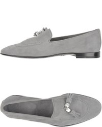 Grey Suede Tassel Loafers for Men 