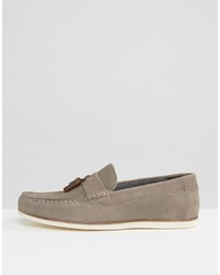 Asos Tassel Loafers In Gray Suede