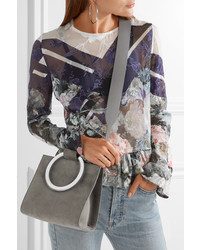 Edie Parker Deuces Suede Tote Gray