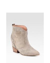 Sigerson Morrison Accent Suede Wedge Ankle Boots Stone