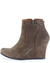 Lanvin Suede Wedge Ankle Boot Gray