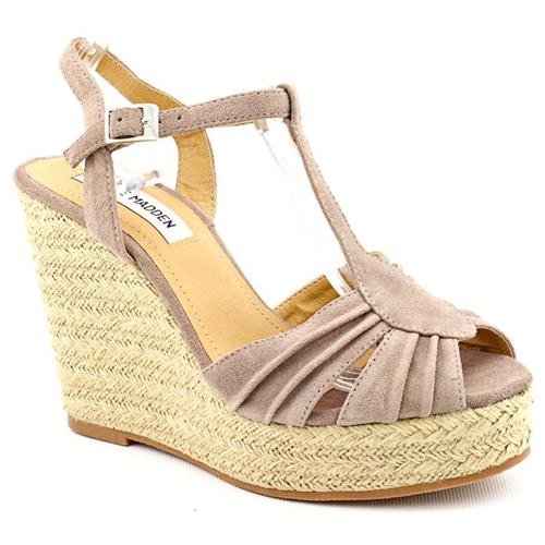 ... Sandals: Steve Madden Mammbow Beige Peep Toe Suede Wedge Sandals Shoes
