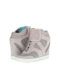 DKNY Gracie Wedge Shoes Grey Suedecanvas