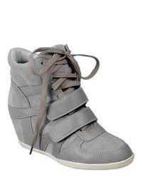 Journee Collection Lace Up Wedge High Top Sneakers Alana 1 Grey Casual Shoes