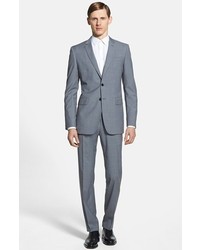 Burberry London Milbury Grey Wool Suit Light Grey Melange 40s